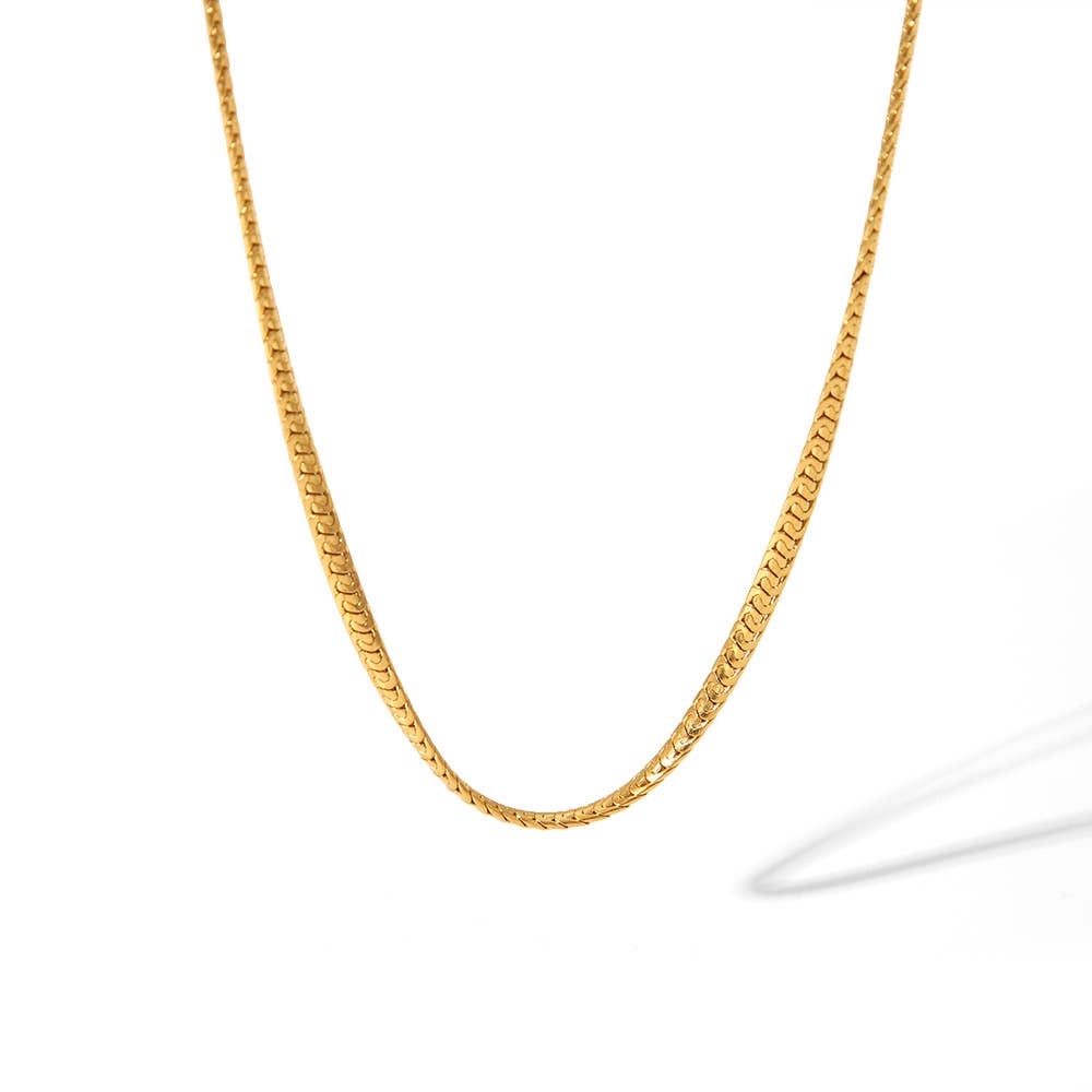 Flat C Minimalist Layering Gold Chain Necklace