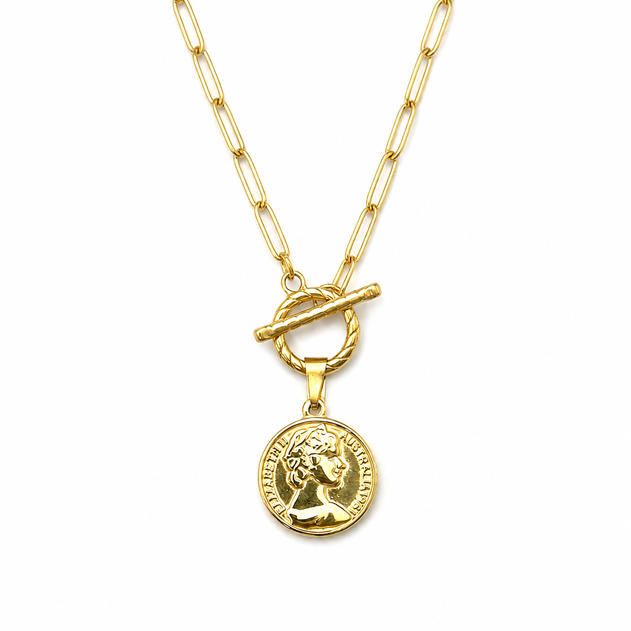 Heirloom Coin Toggle Necklace Water Resistant