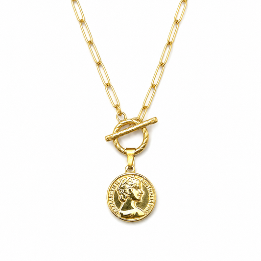 Heirloom Coin Toggle Necklace Water Resistant