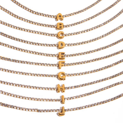 Initial Tennis Bracelet Waterproof