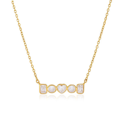Sweetheart CZ Bar Necklace Water Resistant