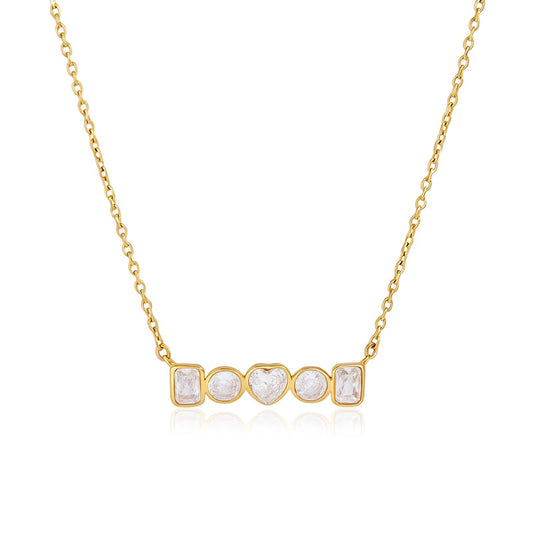 Sweetheart CZ Bar Necklace Water Resistant