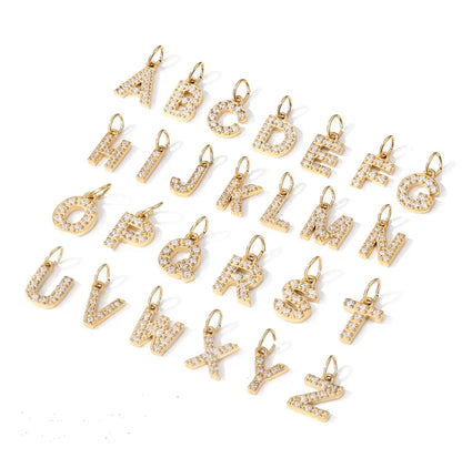Mini Cz Initial Charms For Charm Necklace & Bracelet