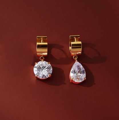 Round Solitaire Huggie Earrings Water Resistant