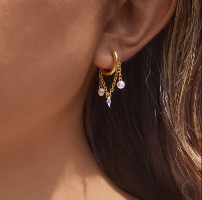 Trio Pear Hoop Earrings Water Resistant