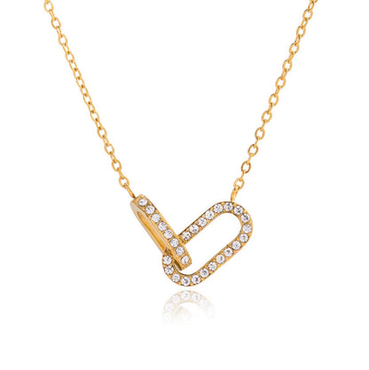 CZ Link Lock Necklace Water Resistant
