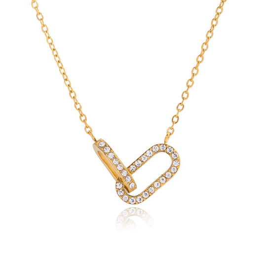 CZ Link Lock Necklace Water Resistant