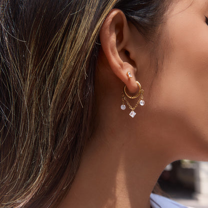 Bare Gem Trio Huggie Earrings Water Resistant