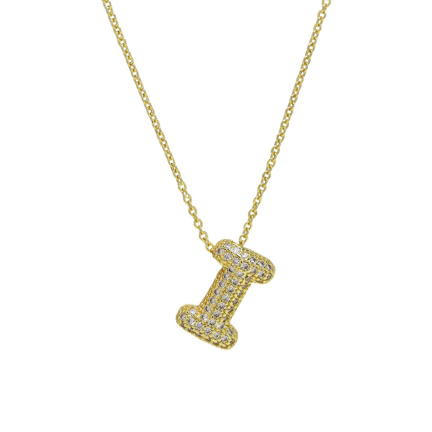 Medium Initial CZ Balloon Bubble Necklace 0.57”