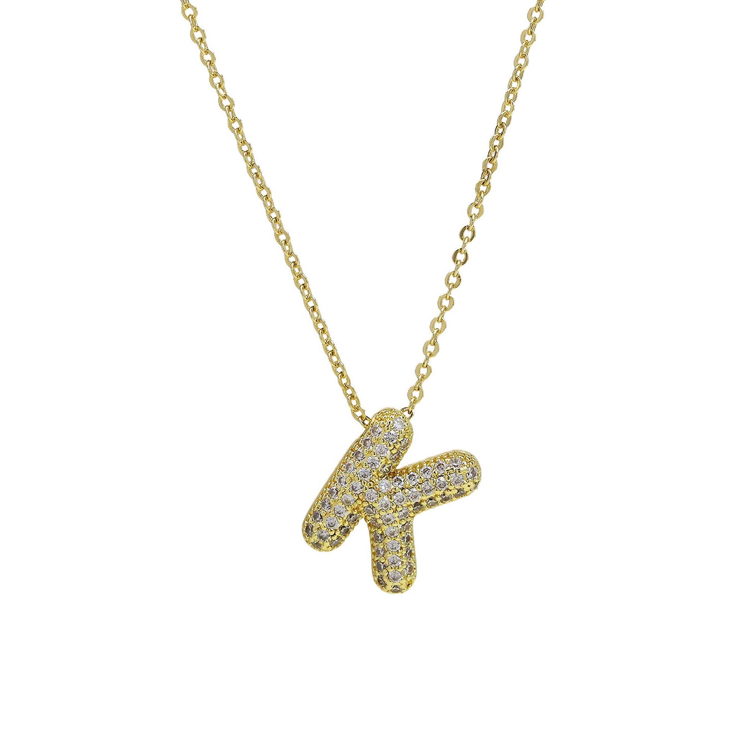 Medium Initial CZ Balloon Bubble Necklace 0.57”