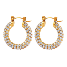 Load image into Gallery viewer, CZ Pave Hoop Earrings