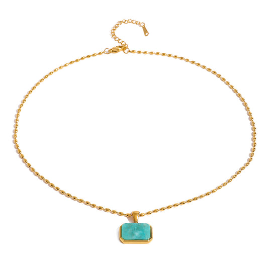Amazonite Coastal Tag Necklace Water Resistant