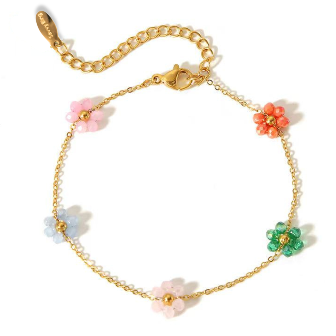 Flower Daisy Spring Summer Necklace and Bracelet Waterproof