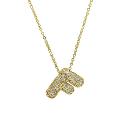 Medium Initial CZ Balloon Bubble Necklace 0.57”