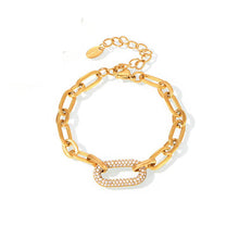 Load image into Gallery viewer, CZ Pave Oval Paper Clip Necklace