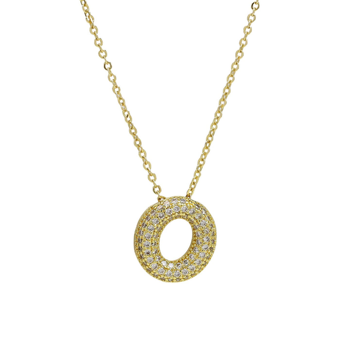 Medium Initial CZ Balloon Bubble Necklace 0.57”