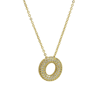 Medium Initial CZ Balloon Bubble Necklace 0.57”