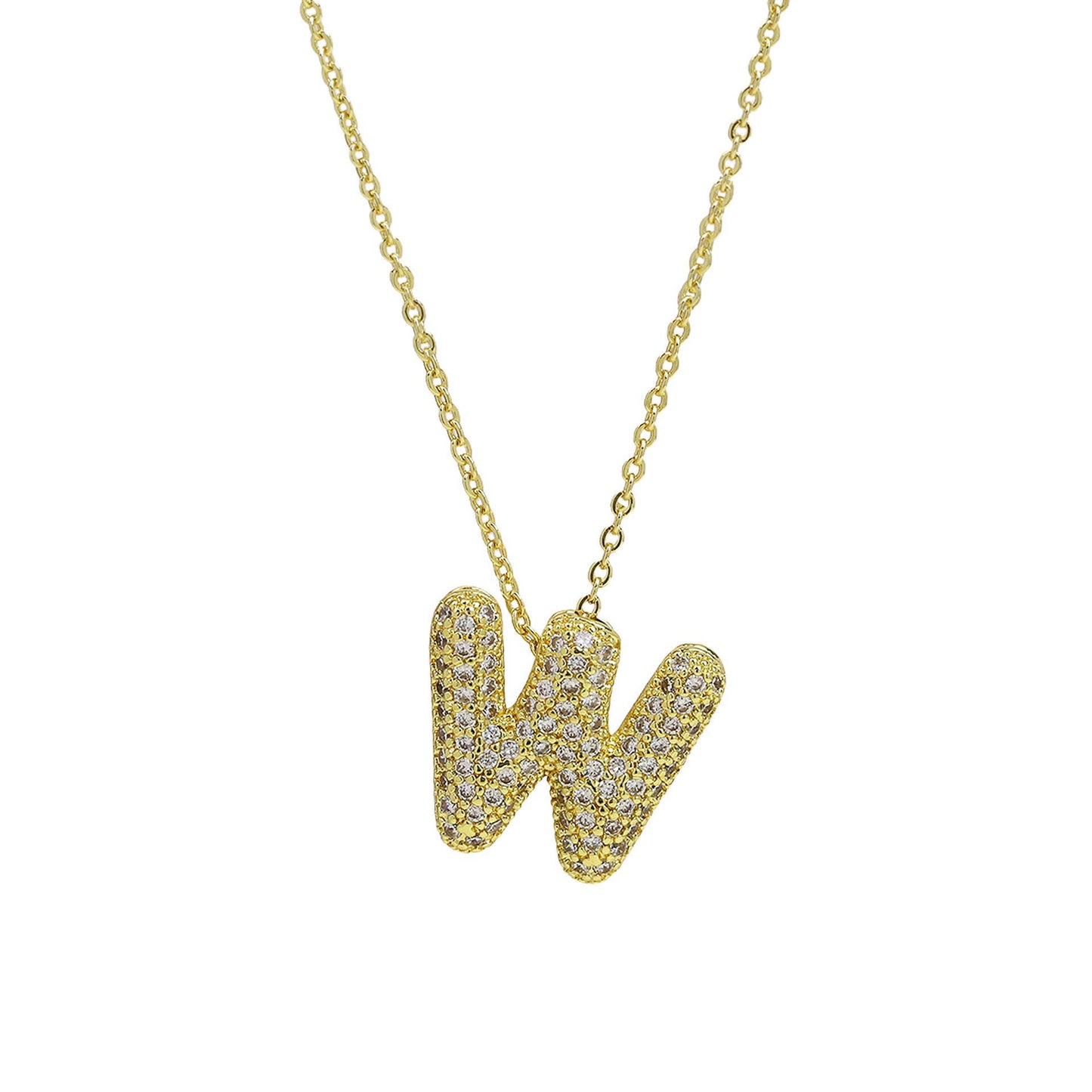 Medium Initial CZ Balloon Bubble Necklace 0.57”