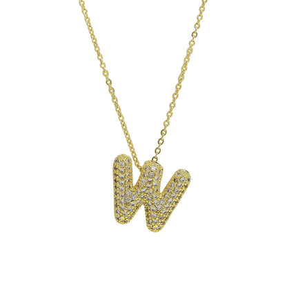 Medium Initial CZ Balloon Bubble Necklace 0.57”