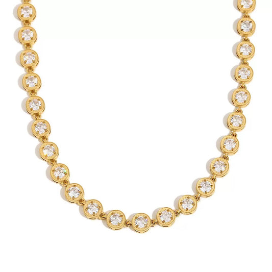 Halo Bezeled Tennis Necklace Water Resistant