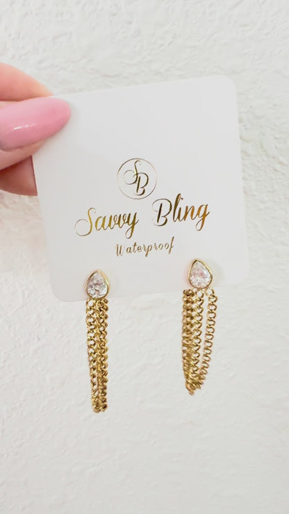 Pear Chain Earrings Water Resistant