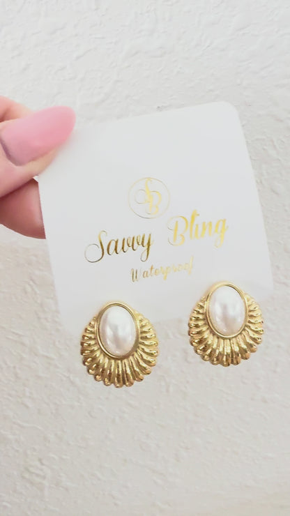 Pearl Coastal Earrings Water Resistant